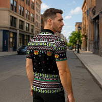 Christmas Unicorn Zipper Polo Shirt with Don't Stop Believin Quote Tree Lights and Festive - Wonder Print Shop