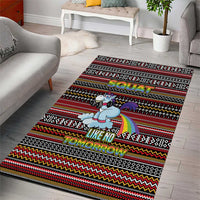 Funny Unicorn Workout Area Rug with Squat Like No Tomorrow Quote and Rainbow Tribal - Wonder Print Shop