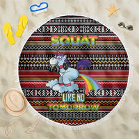 Funny Unicorn Workout Beach Blanket with Squat Like No Tomorrow Quote and Rainbow Tribal - Wonder Print Shop