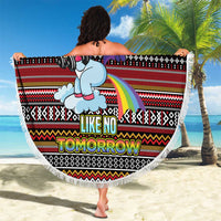 Funny Unicorn Workout Beach Blanket with Squat Like No Tomorrow Quote and Rainbow Tribal - Wonder Print Shop