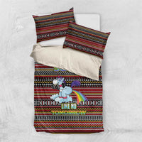 Funny Unicorn Workout Bedding Set with Squat Like No Tomorrow Quote and Rainbow Tribal - Wonder Print Shop
