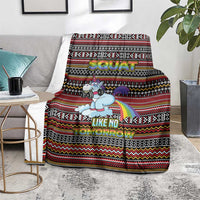 Funny Unicorn Workout Blanket with Squat Like No Tomorrow Quote and Rainbow Tribal - Wonder Print Shop