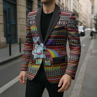 Funny Unicorn Workout Blazer with Squat Like No Tomorrow Quote and Rainbow Tribal - Wonder Print Shop