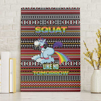 Funny Unicorn Workout Canvas Wall Art with Squat Like No Tomorrow Quote and Rainbow Tribal - Wonder Print Shop