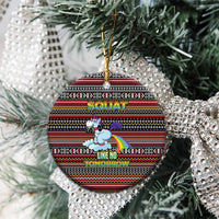 Funny Unicorn Workout Ceramic Ornament with Squat Like No Tomorrow Quote and Rainbow Tribal - Wonder Print Shop