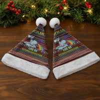 Funny Unicorn Workout Christmas Santa Hat with Squat Like No Tomorrow Quote and Rainbow Tribal - Wonder Print Shop