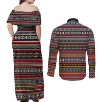 Funny Unicorn Workout Couples Matching Off Shoulder Maxi Dress and Long Sleeve Button Shirt with Squat Like No Tomorrow Quote and Rainbow Tribal - Wonder Print Shop