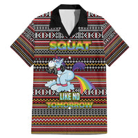 Funny Unicorn Workout Family Matching Mermaid Dress and Hawaiian Shirt with Squat Like No Tomorrow Quote and Rainbow Tribal - Wonder Print Shop