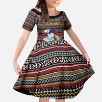 Funny Unicorn Workout Family Matching Off The Shoulder Long Sleeve Dress and Hawaiian Shirt with Squat Like No Tomorrow Quote and Rainbow Tribal - Wonder Print Shop