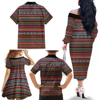 Funny Unicorn Workout Family Matching Off The Shoulder Long Sleeve Dress and Hawaiian Shirt with Squat Like No Tomorrow Quote and Rainbow Tribal - Wonder Print Shop