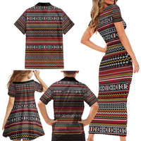 Funny Unicorn Workout Family Matching Short Sleeve Bodycon Dress and Hawaiian Shirt with Squat Like No Tomorrow Quote and Rainbow Tribal - Wonder Print Shop