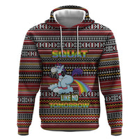 Funny Unicorn Workout Hoodie with Squat Like No Tomorrow Quote and Rainbow Tribal - Wonder Print Shop