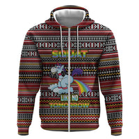 Funny Unicorn Workout Hoodie with Squat Like No Tomorrow Quote and Rainbow Tribal - Wonder Print Shop
