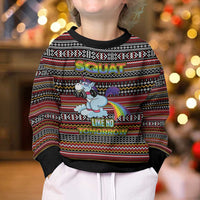 Funny Unicorn Workout Kid Ugly Christmas Sweater with Squat Like No Tomorrow Quote and Rainbow Tribal - Wonder Print Shop