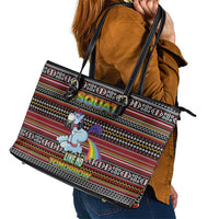 Funny Unicorn Workout Leather Tote Bag with Squat Like No Tomorrow Quote and Rainbow Tribal - Wonder Print Shop