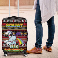 Funny Unicorn Workout Luggage Cover with Squat Like No Tomorrow Quote and Rainbow Tribal - Wonder Print Shop