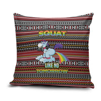 Funny Unicorn Workout Pillow Cover with Squat Like No Tomorrow Quote and Rainbow Tribal - Wonder Print Shop