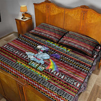 Funny Unicorn Workout Quilt Bed Set with Squat Like No Tomorrow Quote and Rainbow Tribal - Wonder Print Shop