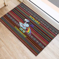 Funny Unicorn Workout Rubber Doormat with Squat Like No Tomorrow Quote and Rainbow Tribal - Wonder Print Shop