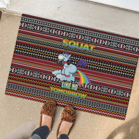 Funny Unicorn Workout Rubber Doormat with Squat Like No Tomorrow Quote and Rainbow Tribal - Wonder Print Shop