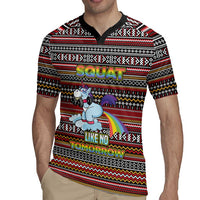 Funny Unicorn Workout Rugby Jersey with Squat Like No Tomorrow Quote and Rainbow Tribal - Wonder Print Shop