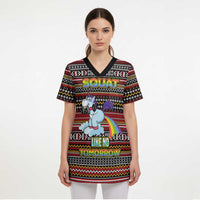 Funny Unicorn Workout Scrub Top with Squat Like No Tomorrow Quote and Rainbow Tribal - Wonder Print Shop