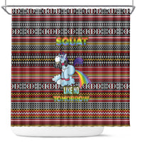 Funny Unicorn Workout Shower Curtain with Squat Like No Tomorrow Quote and Rainbow Tribal - Wonder Print Shop