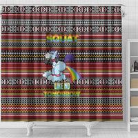Funny Unicorn Workout Shower Curtain with Squat Like No Tomorrow Quote and Rainbow Tribal - Wonder Print Shop