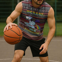 Funny Unicorn Workout Sleeveless Hoodie with Squat Like No Tomorrow Quote and Rainbow Tribal - Wonder Print Shop