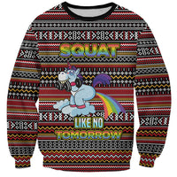 Funny Unicorn Workout Sweatshirt with Squat Like No Tomorrow Quote and Rainbow Tribal - Wonder Print Shop