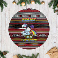 Funny Unicorn Workout Tree Skirt with Squat Like No Tomorrow Quote and Rainbow Tribal - Wonder Print Shop