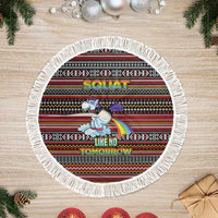 Funny Unicorn Workout Tree Skirt with Squat Like No Tomorrow Quote and Rainbow Tribal - Wonder Print Shop