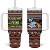 Funny Unicorn Workout Tumbler With Handle with Squat Like No Tomorrow Quote and Rainbow Tribal - Wonder Print Shop