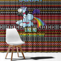 Funny Unicorn Workout Window Curtain with Squat Like No Tomorrow Quote and Rainbow Tribal - Wonder Print Shop