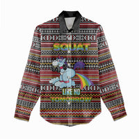 Funny Unicorn Workout Women Casual Shirt with Squat Like No Tomorrow Quote and Rainbow Tribal - Wonder Print Shop