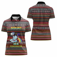 Funny Unicorn Workout Women Polo Shirt with Squat Like No Tomorrow Quote and Rainbow Tribal - Wonder Print Shop