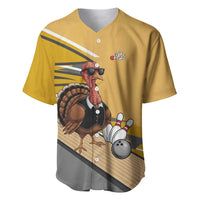 Personalized Cool Turkey Bowling Baseball Jersey with Sunglasses Pins - Wonder Print Shop