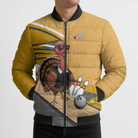 Personalized Cool Turkey Bowling Bomber Puffer Jacket with Sunglasses Pins - Wonder Print Shop