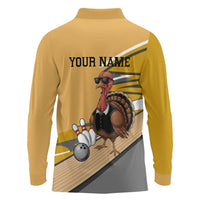 Personalized Cool Turkey Bowling Long Sleeve Polo Shirt with Sunglasses Pins - Wonder Print Shop