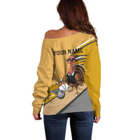 Personalized Cool Turkey Bowling Off Shoulder Sweater with Sunglasses Pins - Wonder Print Shop