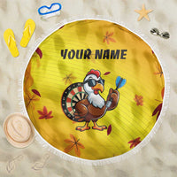 Personalized Funny Turkey Darts Beach Blanket with Sunglasses Dartboard - Wonder Print Shop