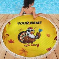 Personalized Funny Turkey Darts Beach Blanket with Sunglasses Dartboard - Wonder Print Shop