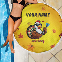 Personalized Funny Turkey Darts Beach Blanket with Sunglasses Dartboard - Wonder Print Shop