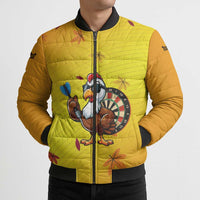 Personalized Funny Turkey Darts Bomber Puffer Jacket with Sunglasses Dartboard - Wonder Print Shop