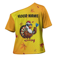 Personalized Funny Turkey Darts Cross Shoulder Shirt with Sunglasses Dartboard - Wonder Print Shop