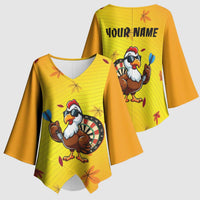 Personalized Funny Turkey Darts Kimono Sleeve Blouse with Sunglasses Dartboard - Wonder Print Shop