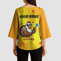 Personalized Funny Turkey Darts Kimono Sleeve Blouse with Sunglasses Dartboard - Wonder Print Shop