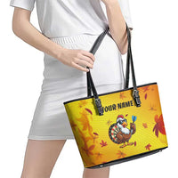 Personalized Funny Turkey Darts Leather Tote Bag with Sunglasses Dartboard - Wonder Print Shop