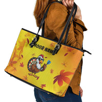 Personalized Funny Turkey Darts Leather Tote Bag with Sunglasses Dartboard - Wonder Print Shop