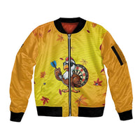 Personalized Funny Turkey Darts Sleeve Zip Bomber Jacket with Sunglasses Dartboard - Wonder Print Shop